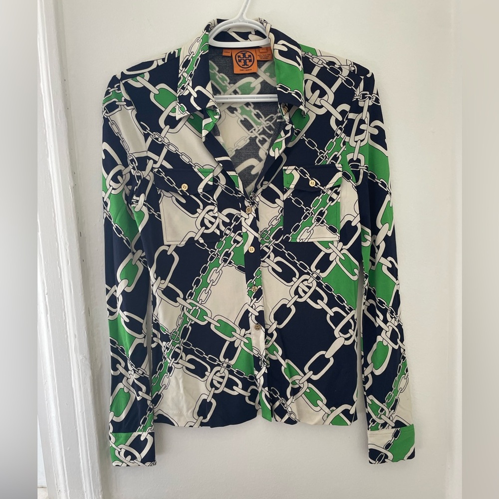 Tory Burch Chainlink Print Blouse